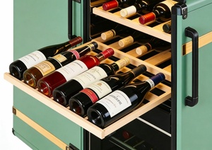 Italian Retro <b>Vintage</b> Rolling Luggage Design Premium Home Display & Storage for Luxury Villa High-end Designer Wine <b>Cabinet</b> Q Q - Product Image 4