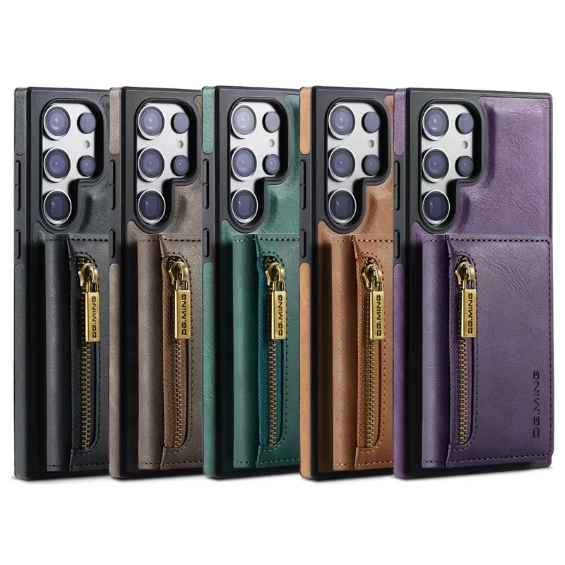 DG.MING M5 casing ponsel kulit TPU lembut, dompet kartu dapat dilepas untuk Samsung Galaxy S23 Ultra 15 Pro Max
