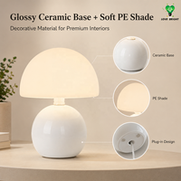 Lampe de table LED flexible en céramique en forme de champignon, réglable, avec prise AC E27/E26, pour la décoration de la chambre à coucher et de la maison