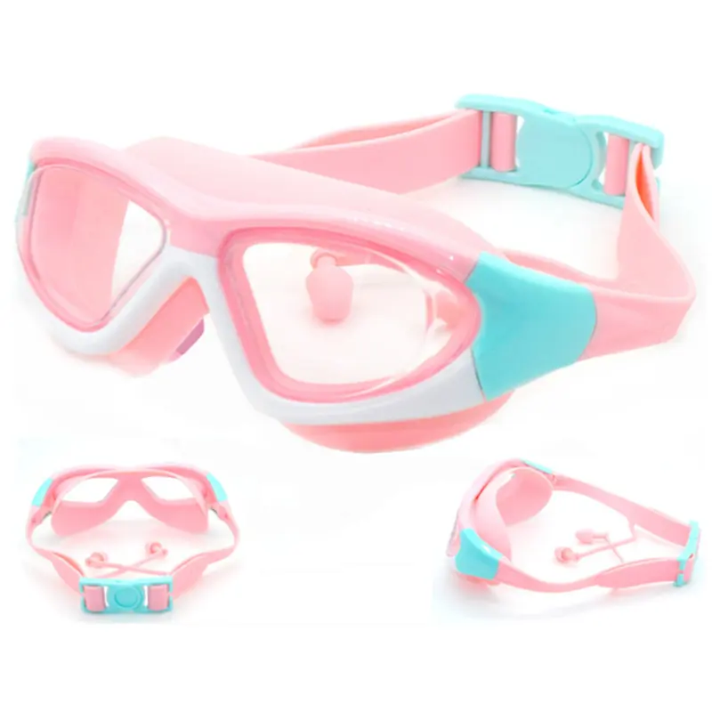Детские силиконовые очки для плавания с защитой от УФ-излучения и затычками для ушей