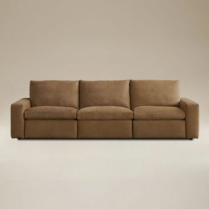 <span class=keywords><strong>Divano</strong></span> Modulare di Lusso a Tre Pezzi con Braccioli Larghi in Pelle Nabuk per Soggiorno - Product Image 1