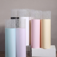 Selongsong Bunga Kardus Bermotif Jala Terjalin 120g Kraft Pembentuk Buket Pembungkus Bahan Ganda Penyangga Struktural Florist