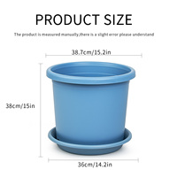 Pot de fleurs circulaire en plastique PP durable et léger avec trou de drainage, design minimaliste moderne, pour usage intérieur/extérieur, 34,74 L, grand format