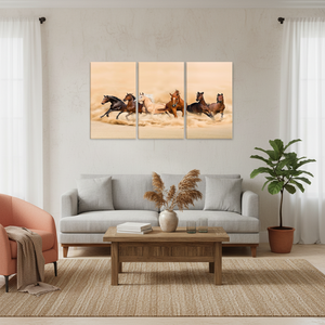 Running Horses <b>Canvas</b> Print: Elegant Farmhouse Animal <b>Wall</b> Art,SET OF 3 <b>CANVAS</b> - Product Image 3