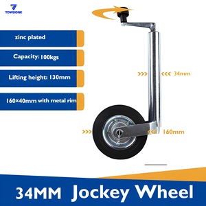 Nouvelle <span class=keywords><strong>roue</strong></span> de remorque manuelle à <span class=keywords><strong>manivelle</strong></span> de 48 mm, robuste, en acier au carbone galvanisé, <span class=keywords><strong>roue</strong></span> en caoutchouc massif de 160x40 mm, capacité de charge de 100 kg - Product Image 4
