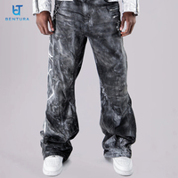 Fabricant de jeans sur mesure BENTURA, impression DTG personnalisée, jeans en denim ample à jambe droite, 100% coton, lavage vintage, haute qualité