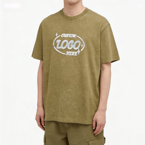 Camisetas de punto sólido de 220 gramos con logotipo personalizado bordado al por mayor para hombre, tallas grandes, estilo urbano, corte holgado. - Product Image 1