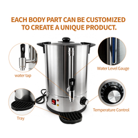 Distributeur d'eau chaude commercial en acier inoxydable isolé, 2 robinets, capacité personnalisée, qualité alimentaire, 220 V, prise UE, pour cuisine professionnelle