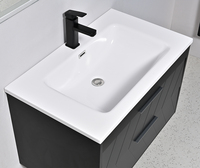 Kabinet Kamar Mandi Modern yang Dipasang di Dinding, Kombinasi Wastafel Kayu Lapis Ramah Lingkungan untuk Proyek Ruang Kecil, Penggunaan Hotel, OEM