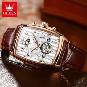Relojes OLEVS para Hombre, Reloj Mecánico Automático, Tourbillon, Deportivo, Casual, de Negocios, Retro, de Cuero, Relojes Hombre - Product Image 2
