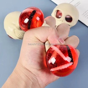 Jouet anti-stress en TPR en forme de tête de fantôme d'Halloween de 6 cm, tête de squelette souple, balle anti-stress pour farces et soulagement de l'anxiété, jouet sensoriel - Product Image 3