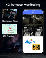 Caméra embarquée 4G WiFi 2K de haute qualité avec GPS, double objectif avant et arrière 1080P, moniteur en direct à distance et surveillance de stationnement 24h/24