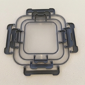 透明PET冷蔵庫オーガナイザーボックス3個セット、蓋付き正方形食品保存容器、キッチン冷凍庫用 - Product Image 3