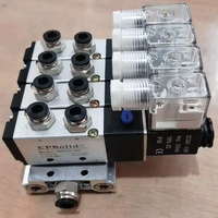 4V110-06 DC12V 2 positions 5 voies électrovanne manuelle 2 vannes de machine à laver avec base de structure pilote plomberie connectée