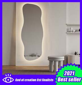 2025 miroir de sol en verre Durable pleine longueur tendance avec conception de vague de rétroéclairage pour la décoration intérieure décoration murale meubles de salon - Product Image 4