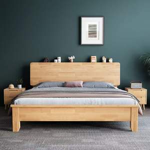 2025 nuevo modelo cama de almacenamiento de tamaño Queen <span class=keywords><strong>madera</strong></span> de nogal cama de nube gruesa bolsa suave marco Simple camas de <span class=keywords><strong>madera</strong></span> con mesas laterales - Product Image 2