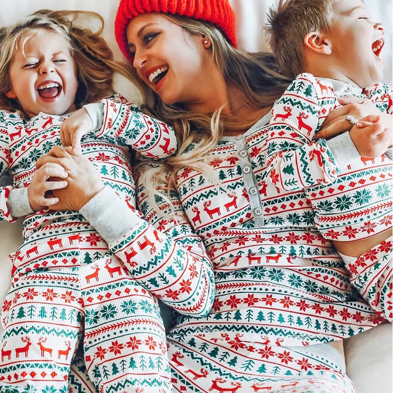 Christmas Moose Family Matching Clothes Pajamas Set 2022 Year Costume Mother Daughter Sleepwear Family Outfit Kid Baby Nightwear