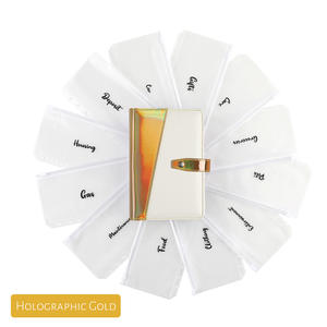 Nouvelle version A6 holographique en cuir PU couverture rigide budget livre 6 anneau 12 pièces classeur poches feuilles budgétaires étiquette autocollants cahiers - Product Image 3