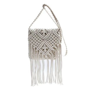 Borsa da Spiaggia Estiva Bohémien in Poliestere Intrecciato, Tracolla Quadrata per Donna, Apertura Singola - Product Image 5