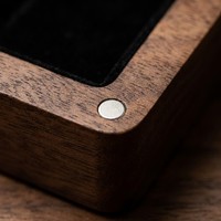 Boîte à bijoux en bois de noyer de luxe avec logo personnalisé Landy, longue et rectangulaire, pour pendentif et bracelet