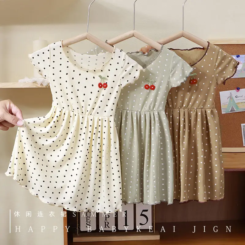 Summer New Girls' Dress Children's Ice Silk Skirt Baby Short Sleeve Casual Children's Wear Wholesale
