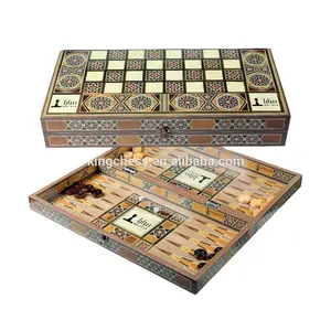houten backgammon en schaken 2 in 1 combinatie spel set antieke houten spel set