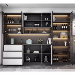 Buffet autoportant moderne en bois massif, étroit et haut, <span class=keywords><strong>avec</strong></span> hauteur réglable, modulaire et multifonctionnel pour <span class=keywords><strong>cuisine</strong></span> et salle à manger - Product Image 3