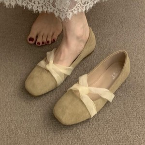 Zapatos planos de ballet con lazo para mujer, sin cordones, punta cuadrada, antideslizantes, informales, para vestir, para todas las estaciones - Product Image 6
