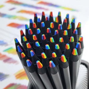LISI 7 pollici nero manico in legno Multi colore matite sfuse 7 colore in 1 matita arcobaleno Logo personalizzato per bambini <span class=keywords><strong>adulti</strong></span> disegno artistico - Product Image 5