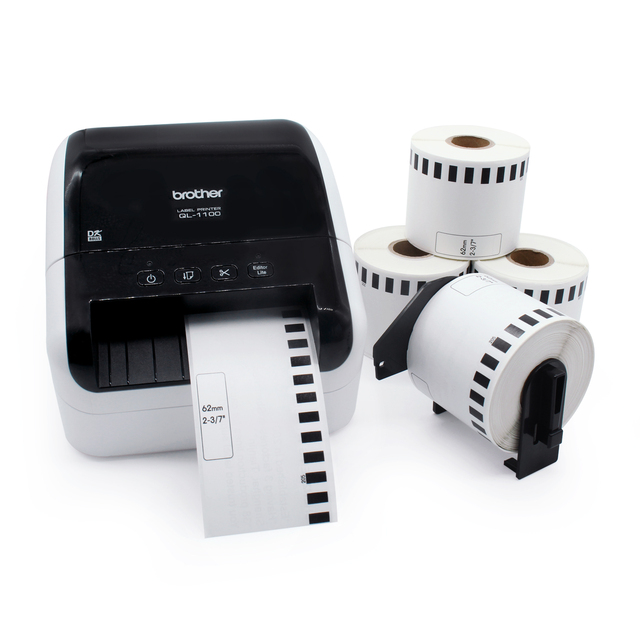 Free Sample White Paper Refill Rolls for Printer Continuous Labels Barcode Sticker Dk22205 Dk-22205 Dk 22205 62mm 30.48m