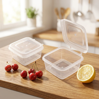Contenants alimentaires jetables en plastique PP transparents avec couvercles, format 1oz, 2oz, 3oz, 4oz, 5oz, pour sauces carrées à emporter