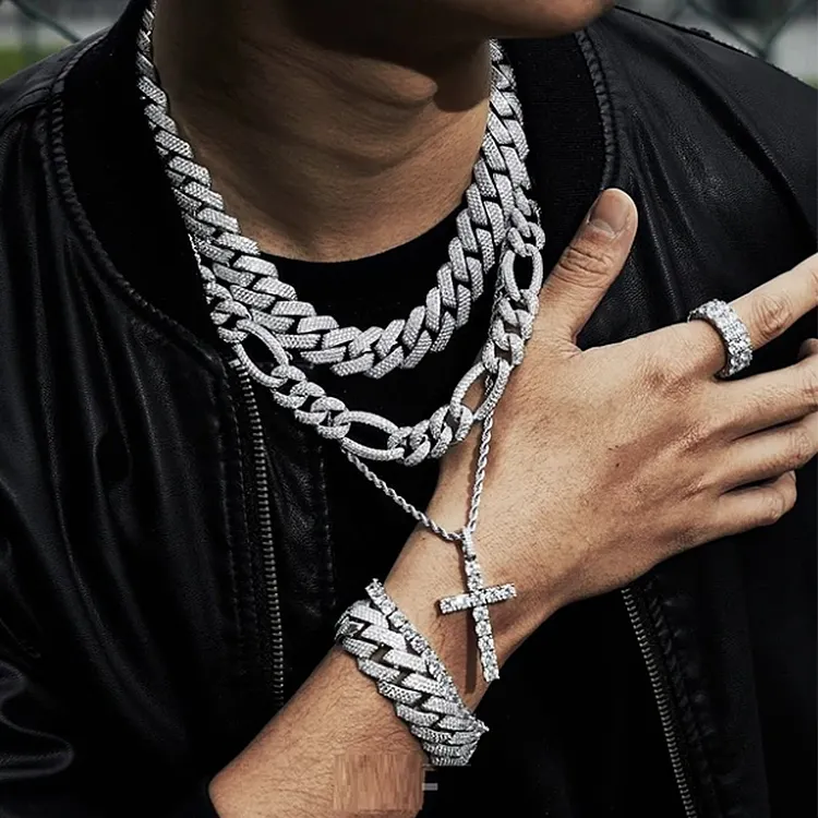 Мужское ожерелье из серебра 925, 6-14 мм
