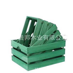 Wooden Retro Storage Box Rectangular Decorative <b>Crate</b> With Handles For Home Display And Organization Old <b>White</b> Orange Green - Product Image 5