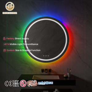 Front Touch mờ Nhà cung cấp chức năng bộ nhớ chống sương mù không khung Led RGB với đèn Vòng bạc Backlit Gương phòng tắm - Product Image 1