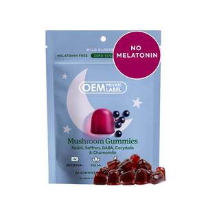 Integratore di Gommose ai Funghi OEM con Reishi, <span class=keywords><strong>Corydalis</strong></span>, Zafferano, Fiori della Passione, GABA, Camomilla per Calma, Riposo e Supporto dell'Umore - Product Image 1