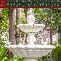 Fontaine à trois niveaux en grès beige pour jardin de villa privée GOLDKING, conception personnalisée, fourniture directe d'usine pour projets de grande envergure