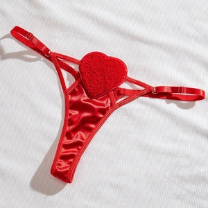 Conjunto de sujetador push-up sexy con forma de corazón hueco y bragas de satén, tanga de cintura baja, con aros, de dos piezas, al por mayor - Product Image 4