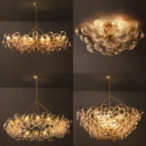 <span class=keywords><strong>Luminaire</strong></span> suspendu de luxe AB pour un style Art Déco moderne, lustre <span class=keywords><strong>en</strong></span> verre et cristal avec LED 2700K blanc chaud doux - Product Image 1