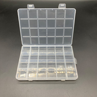 Boîte en plastique PS transparente rectangulaire à 24 compartiments avec fermoir noir, moulée par injection, portable, pour usage industriel, petite boîte de rangement pour perles