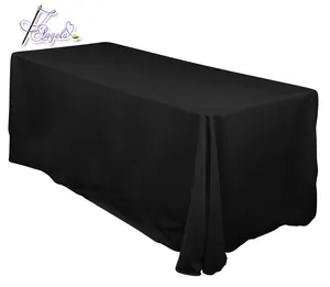 90 by 156 inch elegant black polyester wedding oval table cloths table linens for 8 ft rectangle tables