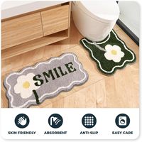 Tapis de toilette antidérapant en forme de U sol de salle de bain tapis en microfibre en peluche douce tapis de douche de bain lavable super absorbant,