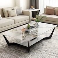 Table basse moderne à plateau en marbre, hauteur réglable, double niveau, pour salon, meubles de maison