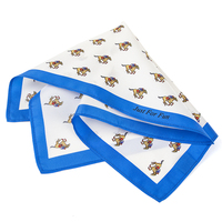Pochette de costume pour homme en soie 100% écologique à motif animalier avec bordure blanche et bleu roi pour mariages et événements formels