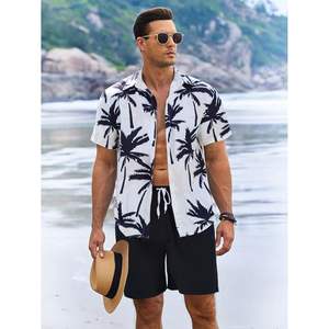 ชุดชายหาดผู้ชายแบบ 2 ชิ้น ลายฮาวาย เสื้อและกางเกงขาสั้น ผ้าโพลีเอสเตอร์ระบายอากาศได้ดี เหมาะสำหรับใส่ในช่วงฤดูร้อน - Product Image 3