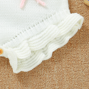 Mimixiong OEKO-TEX enfant en bas âge bébé bébé tricoté vêtements à la main nœud papillon jarretelle doux décontracté barboteuse Onesie tricots combinaison - Product Image 4