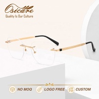 Lunettes de vue rétro sans monture de qualité supérieure, marque haut de gamme, sans lunettes de luxe pour femme, montures de lunettes de luxe en titane sans monture pour homme