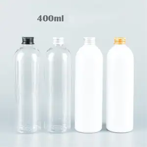 Hot Selling Cosmetica Verpakking Goud En Zilver Aluminium Deksel 400Ml Pet Plastic Fles Voor Toning Lotion Bodycreme