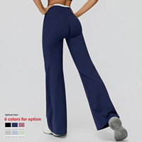 Dames kleurblokkerende, nude-look losse wijde broek met imitatie tweedelig ontwerp, hoge taille, casual, wijduitlopende pijpen, vochtafvoerend, kreukherstellend