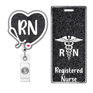 Nouvel ensemble <span class=keywords><strong>infirmière</strong></span> cadeau RN Badge bobine et Badge copain ensemble RN <span class=keywords><strong>Caducée</strong></span> médical infirmier étudiant porte-Badge accessoires de bureau - Product Image 3
