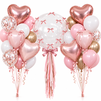Ensemble de 46 ballons en papier avec nœuds, bulles et cœurs pour la décoration de mariage, d'anniversaire et de fête de la Saint-Valentin